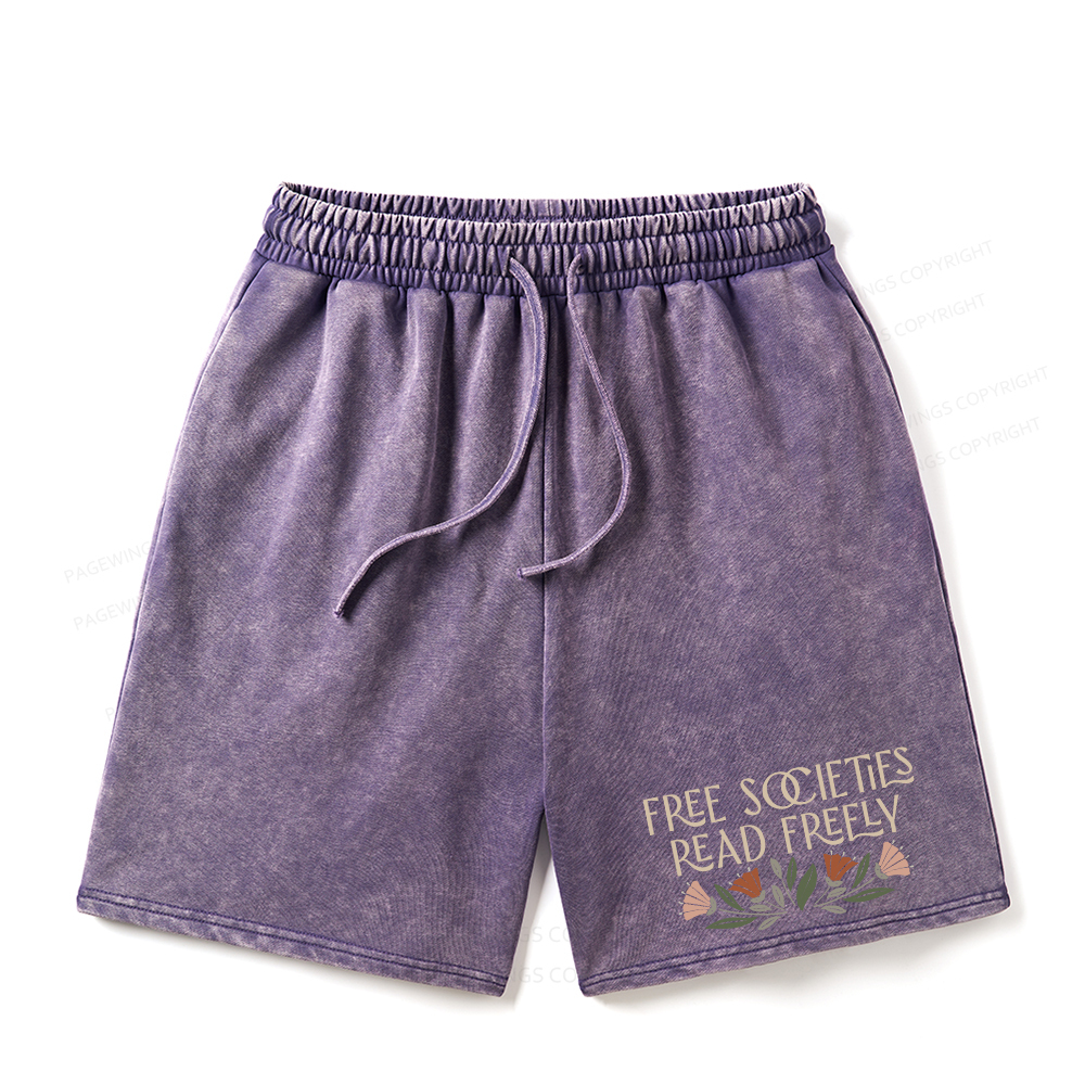Pagewings Read Freely Unisex Washed Shorts