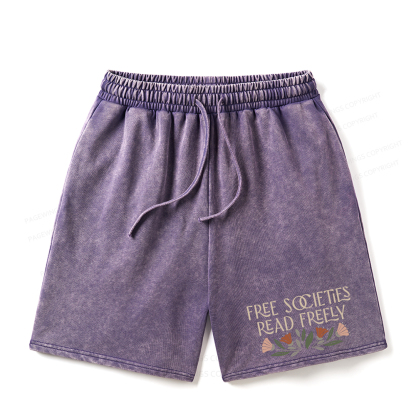 Pagewings Read Freely Unisex Washed Shorts