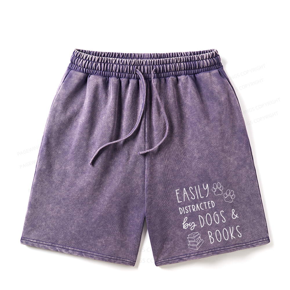 Pagewings Dogs And Books Unisex Washed Shorts