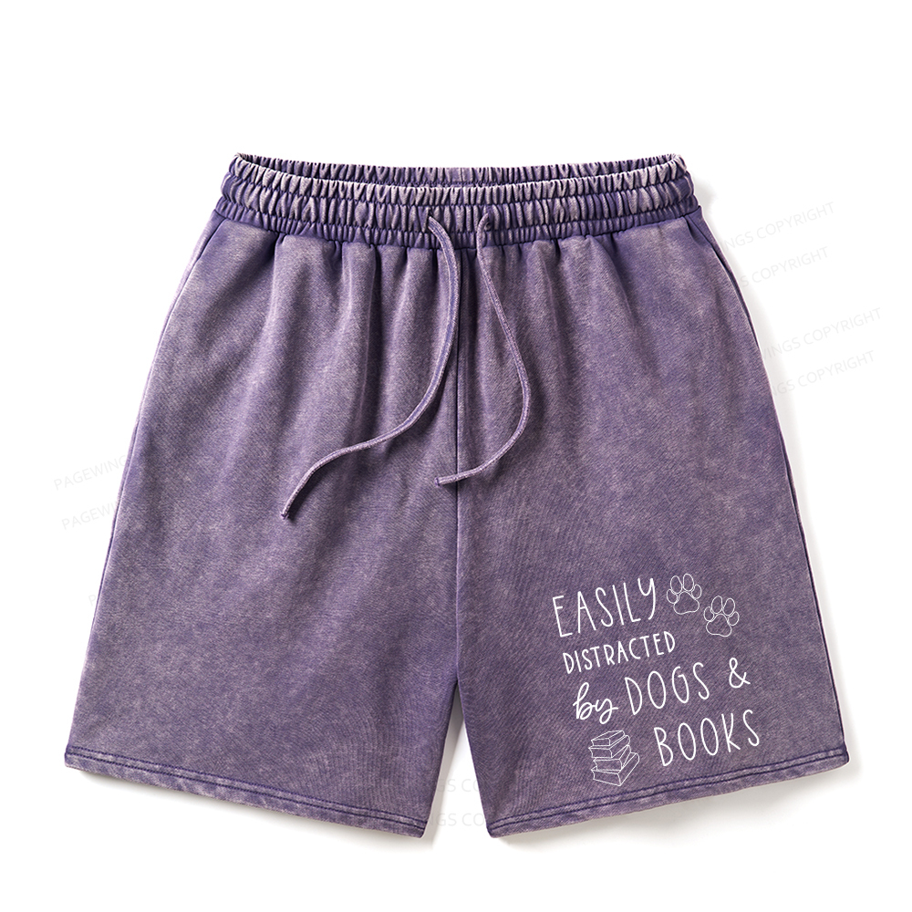 Pagewings Dogs And Books Unisex Washed Shorts