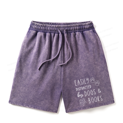 Pagewings Dogs And Books Unisex Washed Shorts