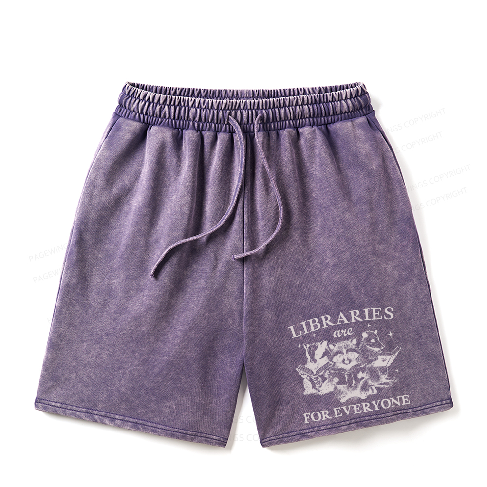 Pagewings Libraries Are For Everyone Unisex Washed Shorts