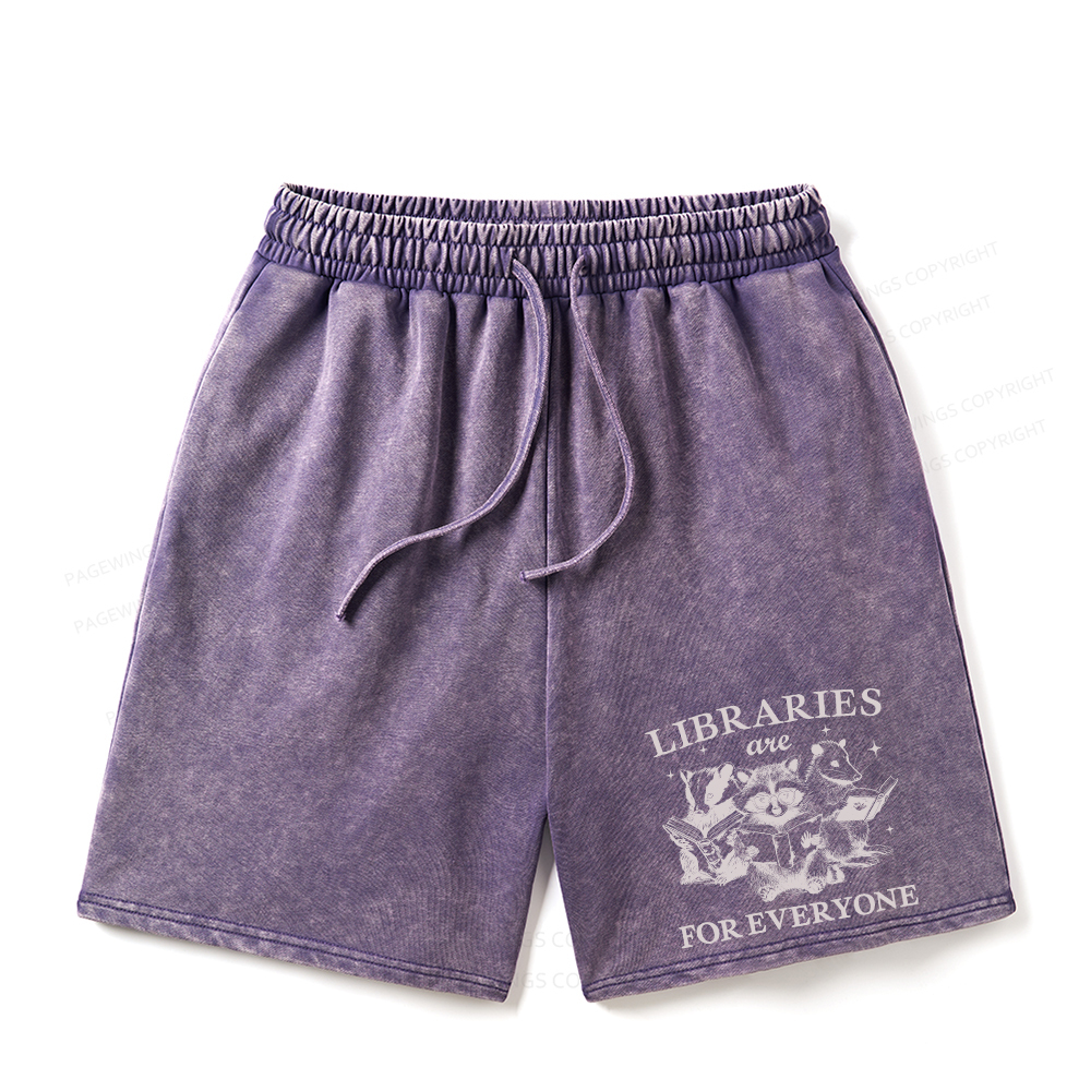 Pagewings Libraries Are For Everyone Unisex Washed Shorts