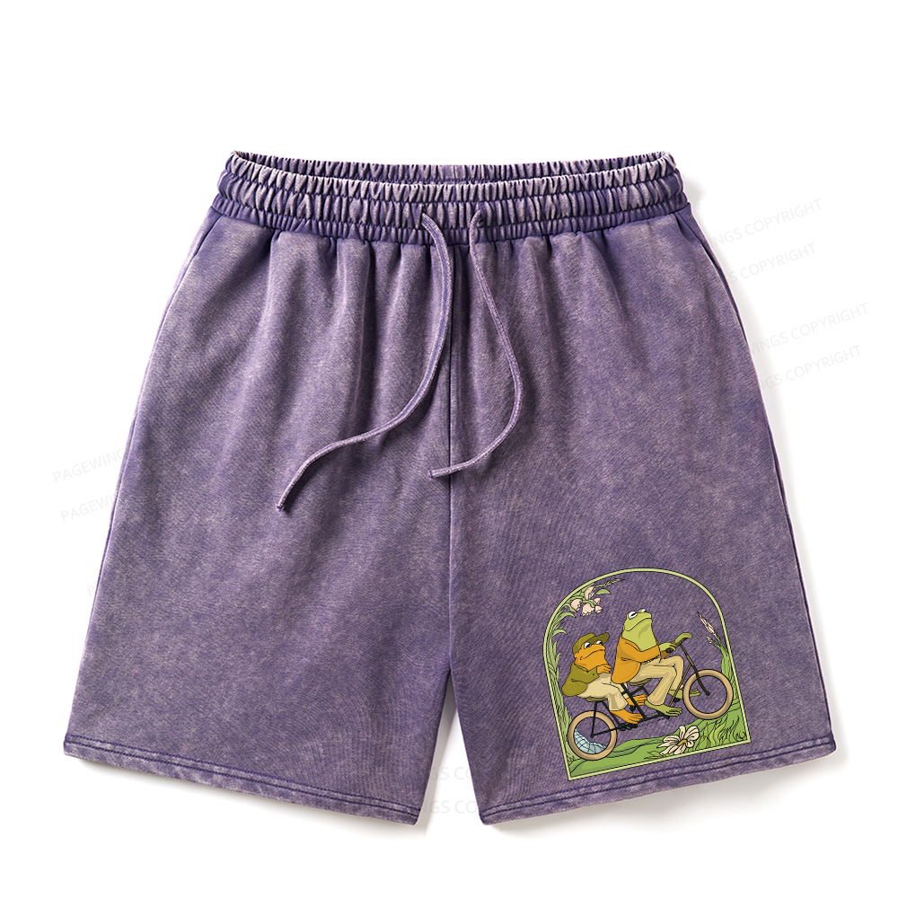 Pagewings Frog And Toad Book Vintage Unisex Washed Shorts