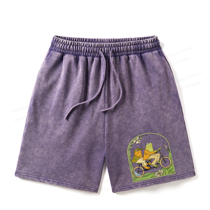 Pagewings Frog And Toad Book Vintage Unisex Washed Shorts
