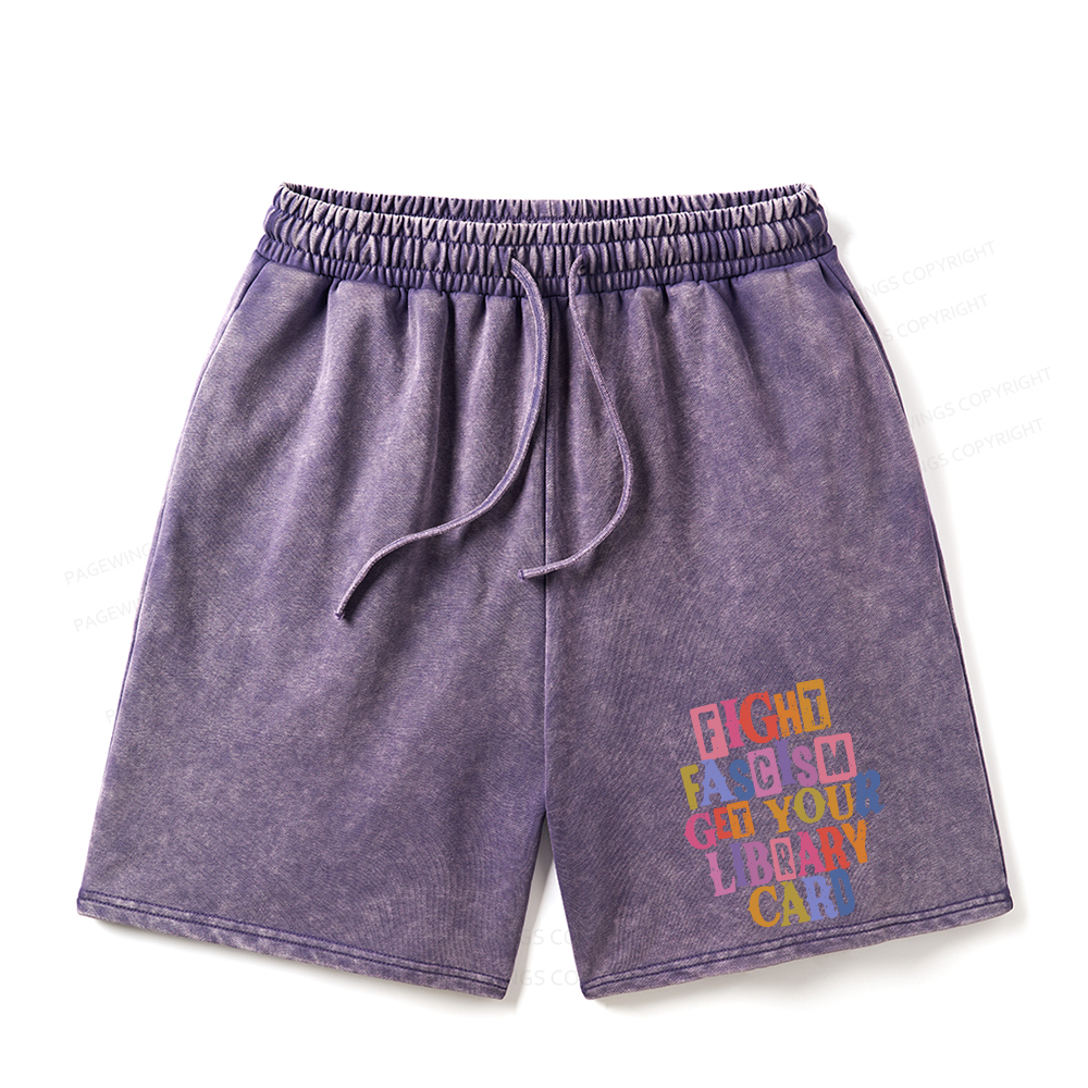 Pagewings Get Your Library Card Unisex Washed Shorts