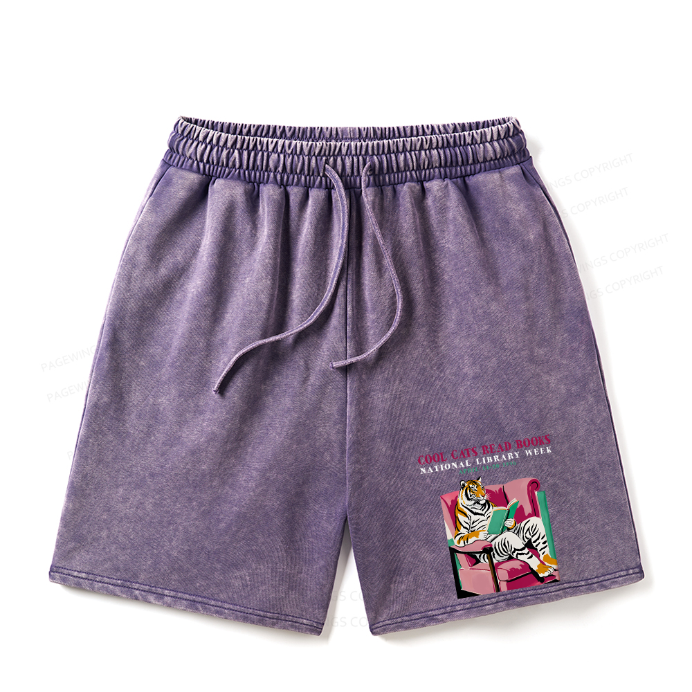 Pagewings Library Week Poster 1996 Unisex Washed Shorts