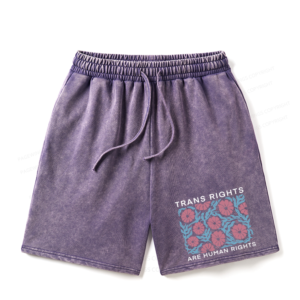 Pagewings Trans Rights Are Human Rights Unisex Washed Shorts