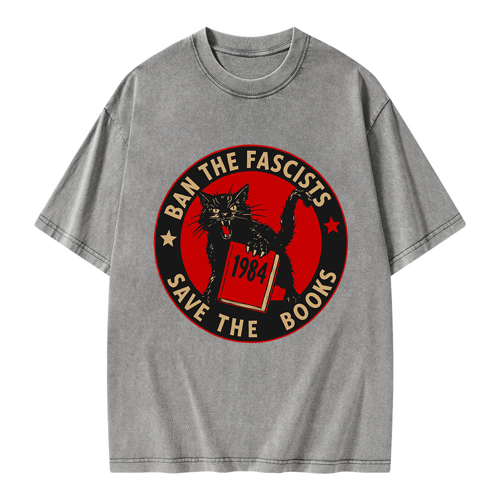 Pagewings Ban The Fascists Save The Books Unisex Washed T-shirt