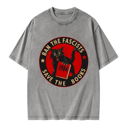 Pagewings Ban The Fascists Save The Books Unisex Washed T-shirt