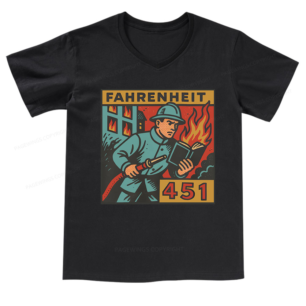 Pagewings Literature 451 V-neck T-shirt