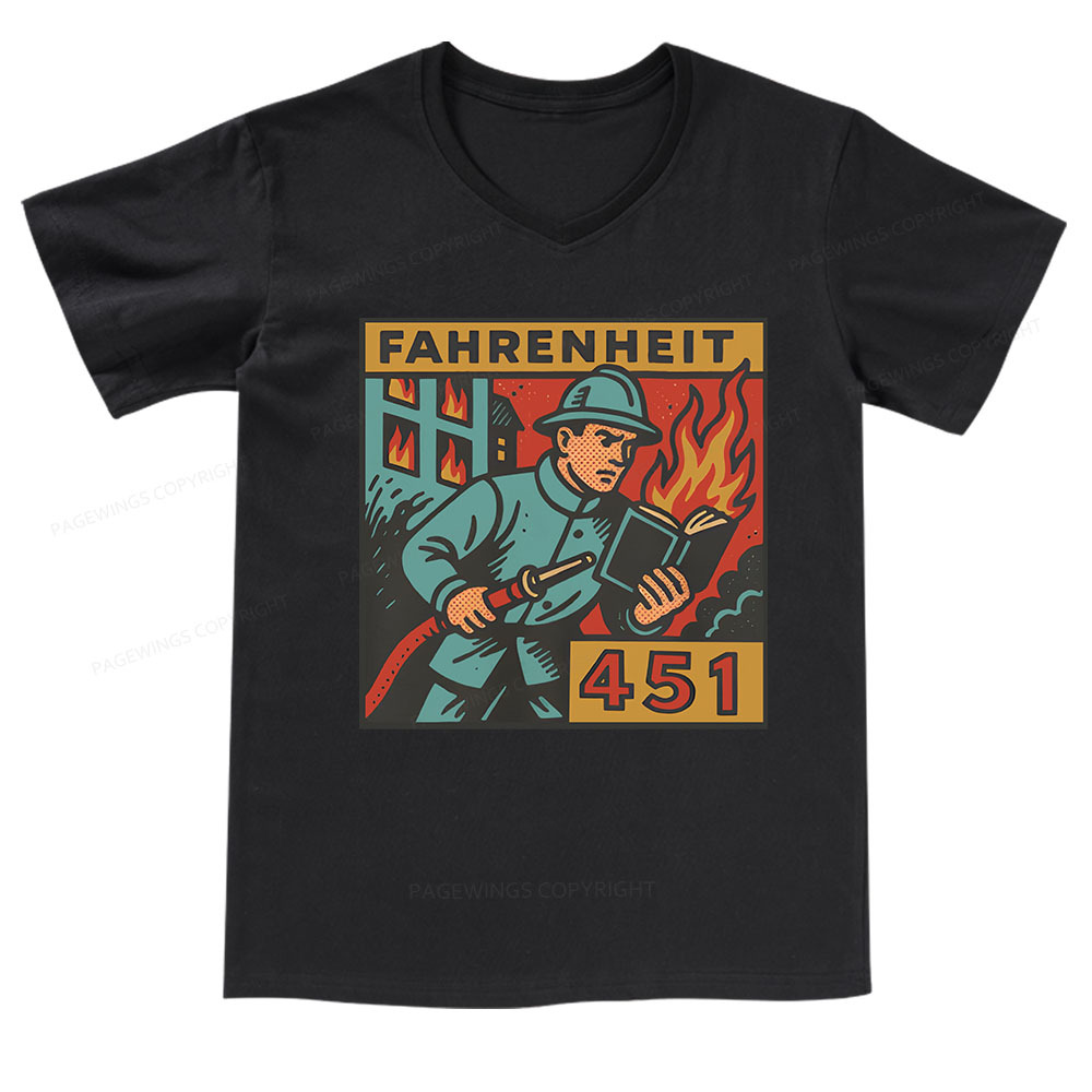 Pagewings Literature 451 V-neck T-shirt