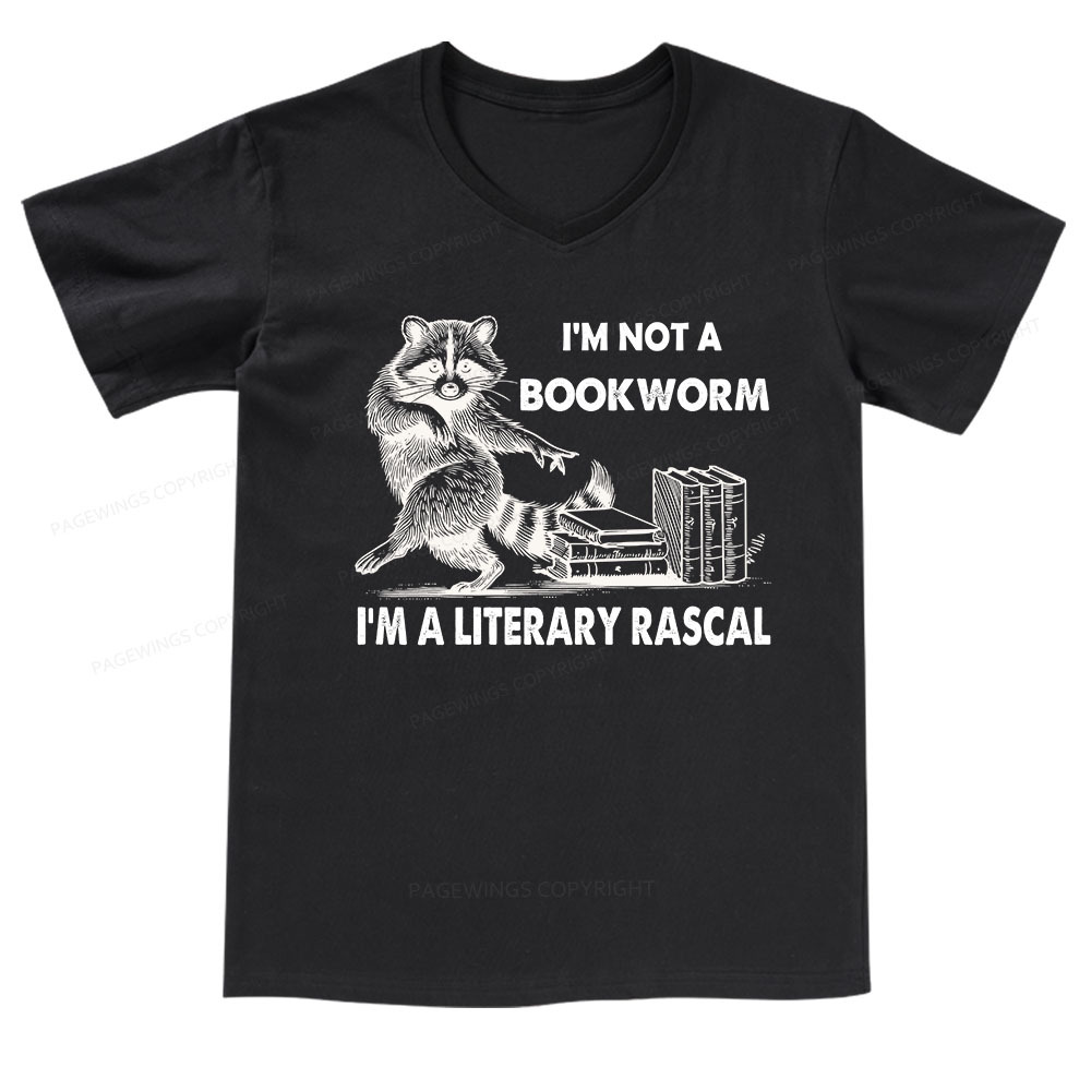 Pagewings I'm Not A Bookworm I'm A Literary Rascal V-neck T-shirt