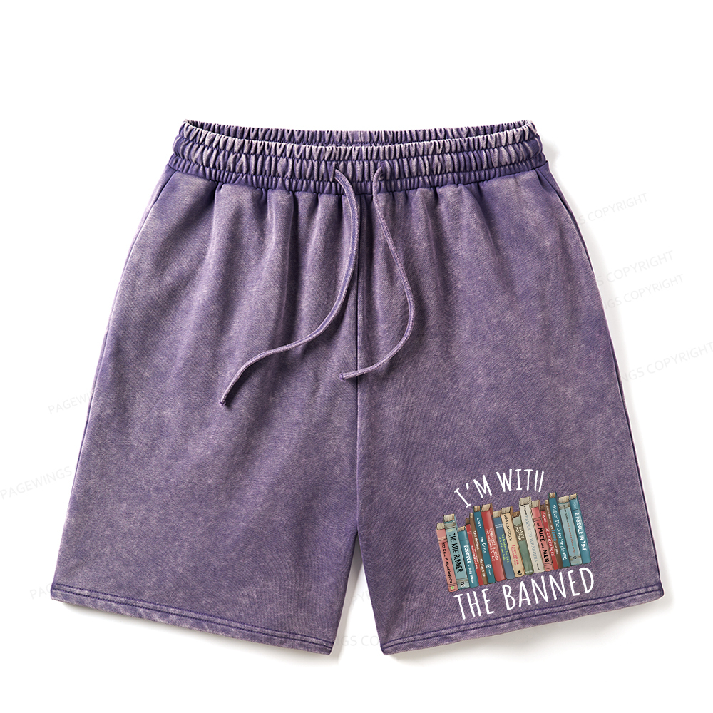 Pagewings I'm With The Banned Unisex Washed Shorts