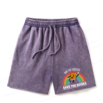 Pagewings Ban The Fascists Save The Books Unisex Washed Shorts