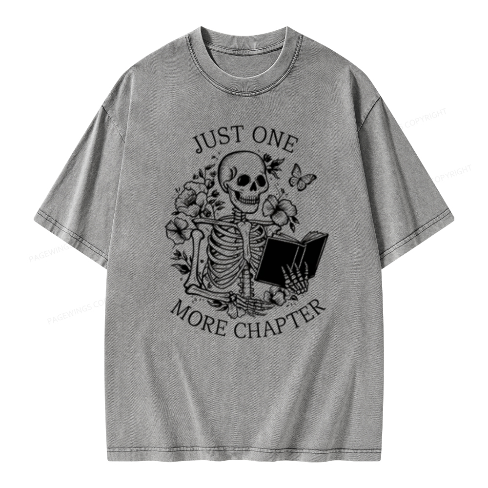 Pagewing One More Chapter Skeleton Unisex Tee Unisex Washed T-shirt