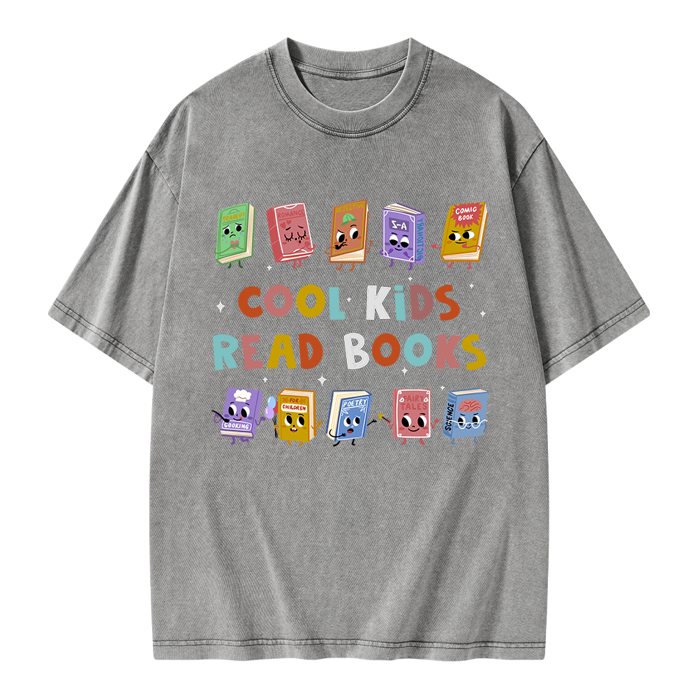 Pagewings Cool Kids Read Books Unisex Washed T-shirt