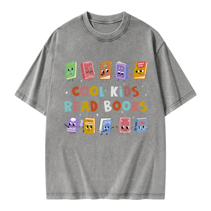 Pagewings Cool Kids Read Books Unisex Washed T-shirt
