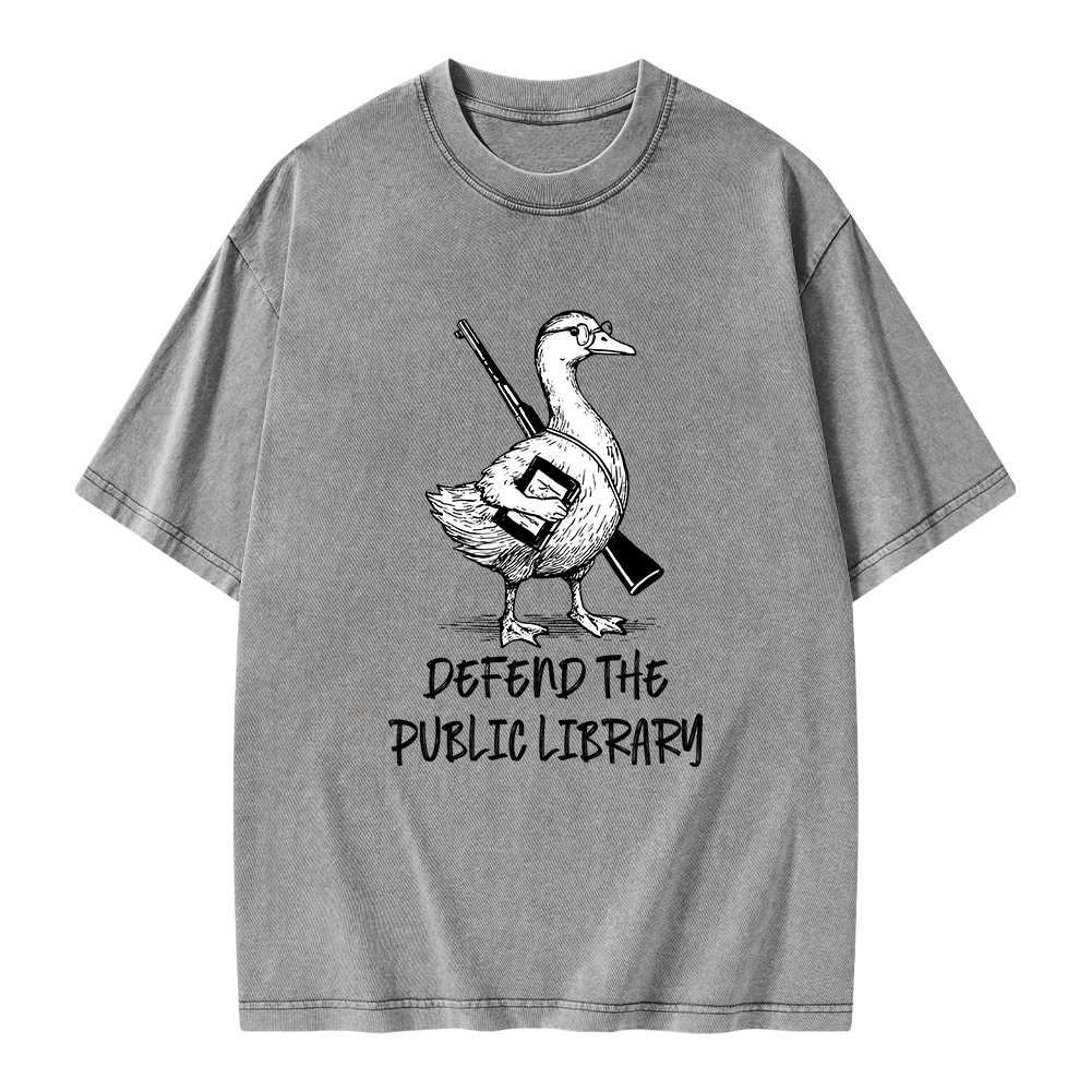 Pagewings Defend The Public Library Unisex Washed T-shirt