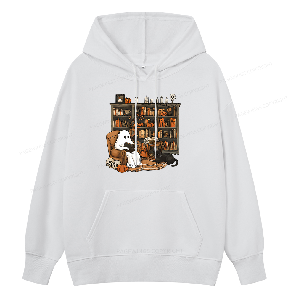 Pagewings Halloween Ghost Reading Books Unisex Classic Hoodie