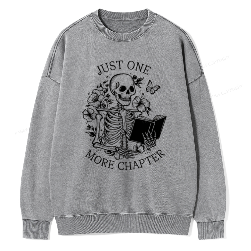 Pagewing One More Chapter Skeleton Unisex Tee Unisex Washed Sweatshirt