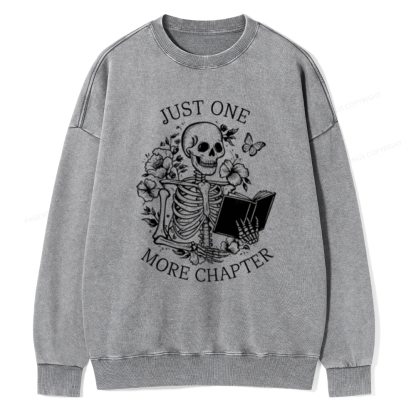 Pagewing One More Chapter Skeleton Unisex Tee Unisex Washed Sweatshirt