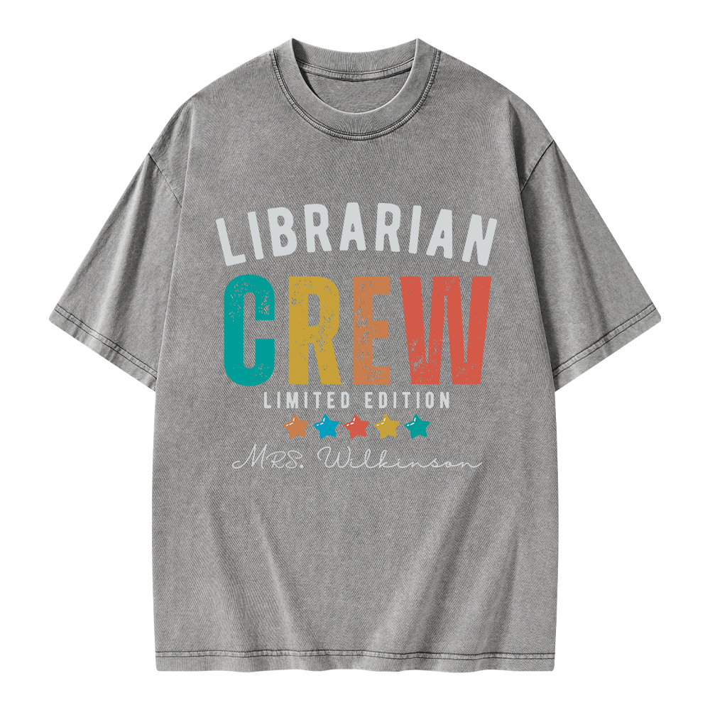 Pagewings Personalized Name Librarian Crew Limited Unisex Washed T-shirt