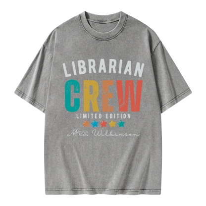 Pagewings Personalized Name Librarian Crew Limited Unisex Washed T-shirt