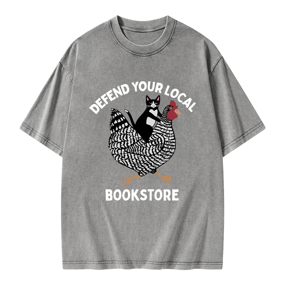 Pagewings Defend Your Local Bookstore Unisex Washed T-shirt