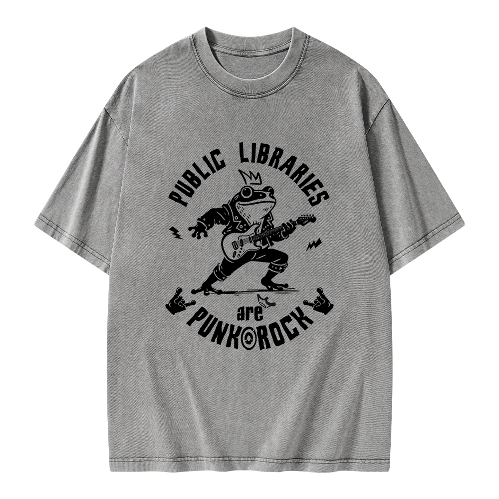 Pagewings Public Libraries Are Punk And Rock Unisex Washed T-shirt