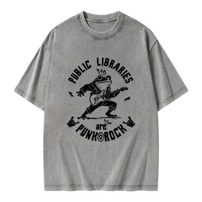Pagewings Public Libraries Are Punk And Rock Unisex Washed T-shirt