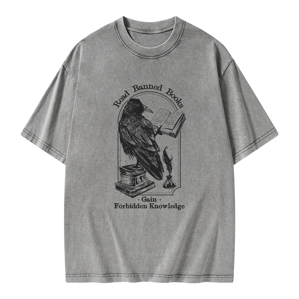 Pagewings Read Banned Books Gain Forbidden Knowledge Unisex Washed T-shirt