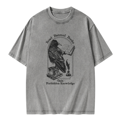 Pagewings Read Banned Books Gain Forbidden Knowledge Unisex Washed T-shirt