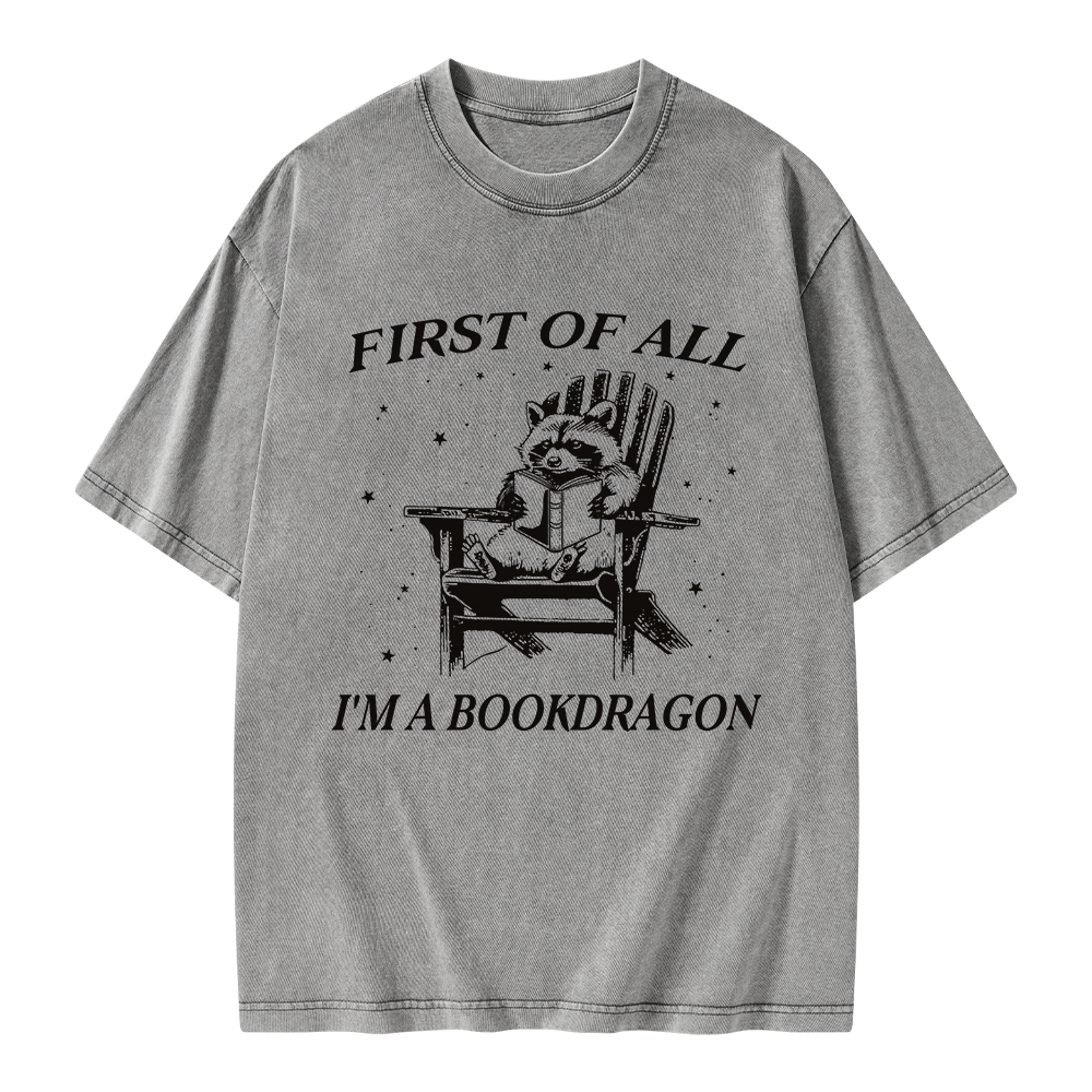 Pagewings First Of All I'm A Bookdragon Unisex Washed T-shirt