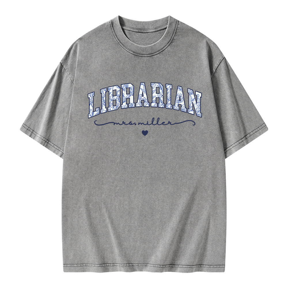 Pagewings Personalized Custom Librarian Unisex Washed T-shirt