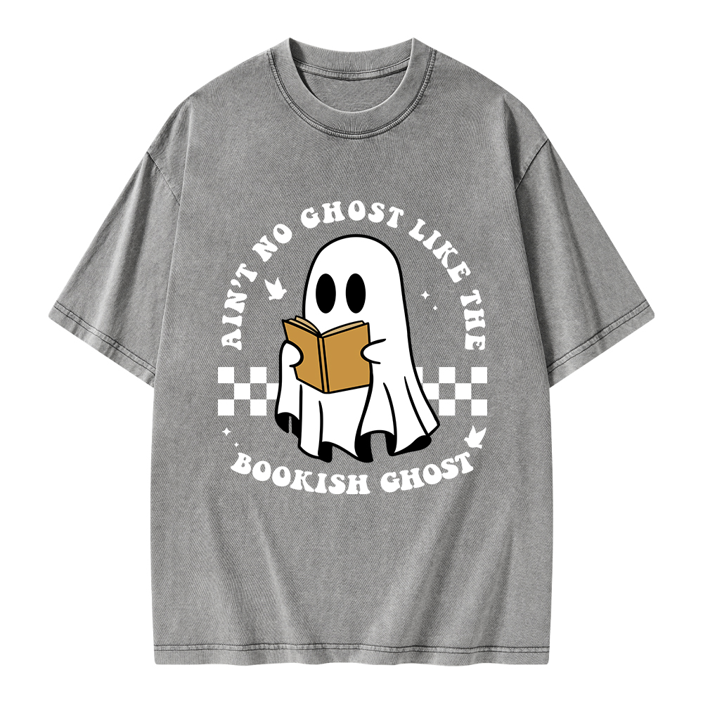 Pagewings Ain't No Ghost Like The Bookish Ghost Unisex Washed T-shirt