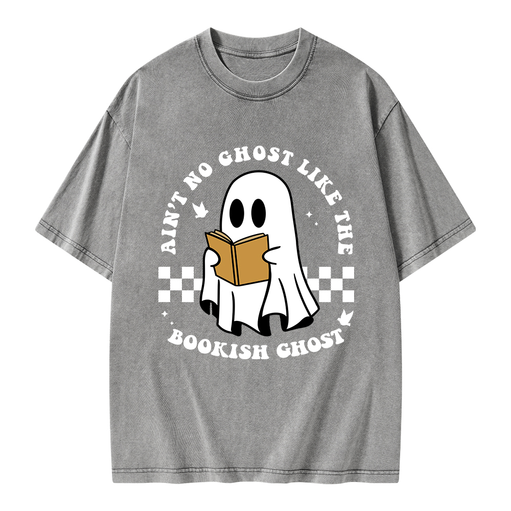 Pagewings Ain't No Ghost Like The Bookish Ghost Unisex Washed T-shirt