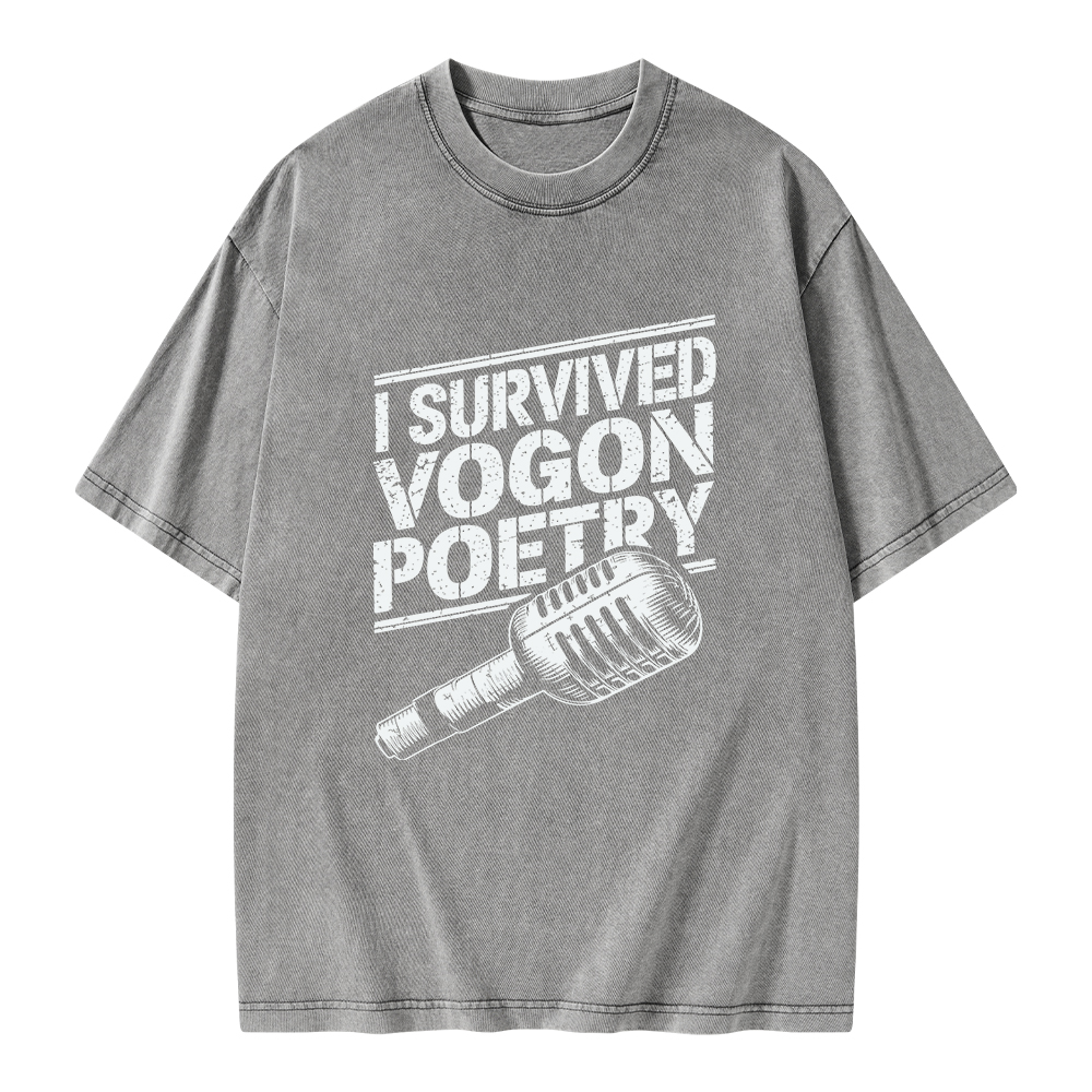 Pagewings I Survived Vogon Poetry Unisex Washed T-shirt