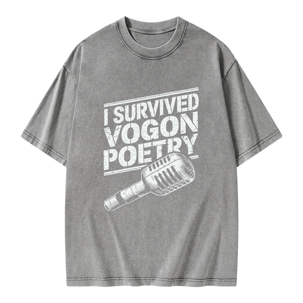 Pagewings I Survived Vogon Poetry Unisex Washed T-shirt