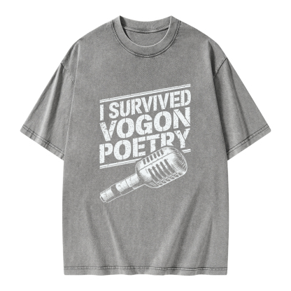 Pagewings I Survived Vogon Poetry Unisex Washed T-shirt