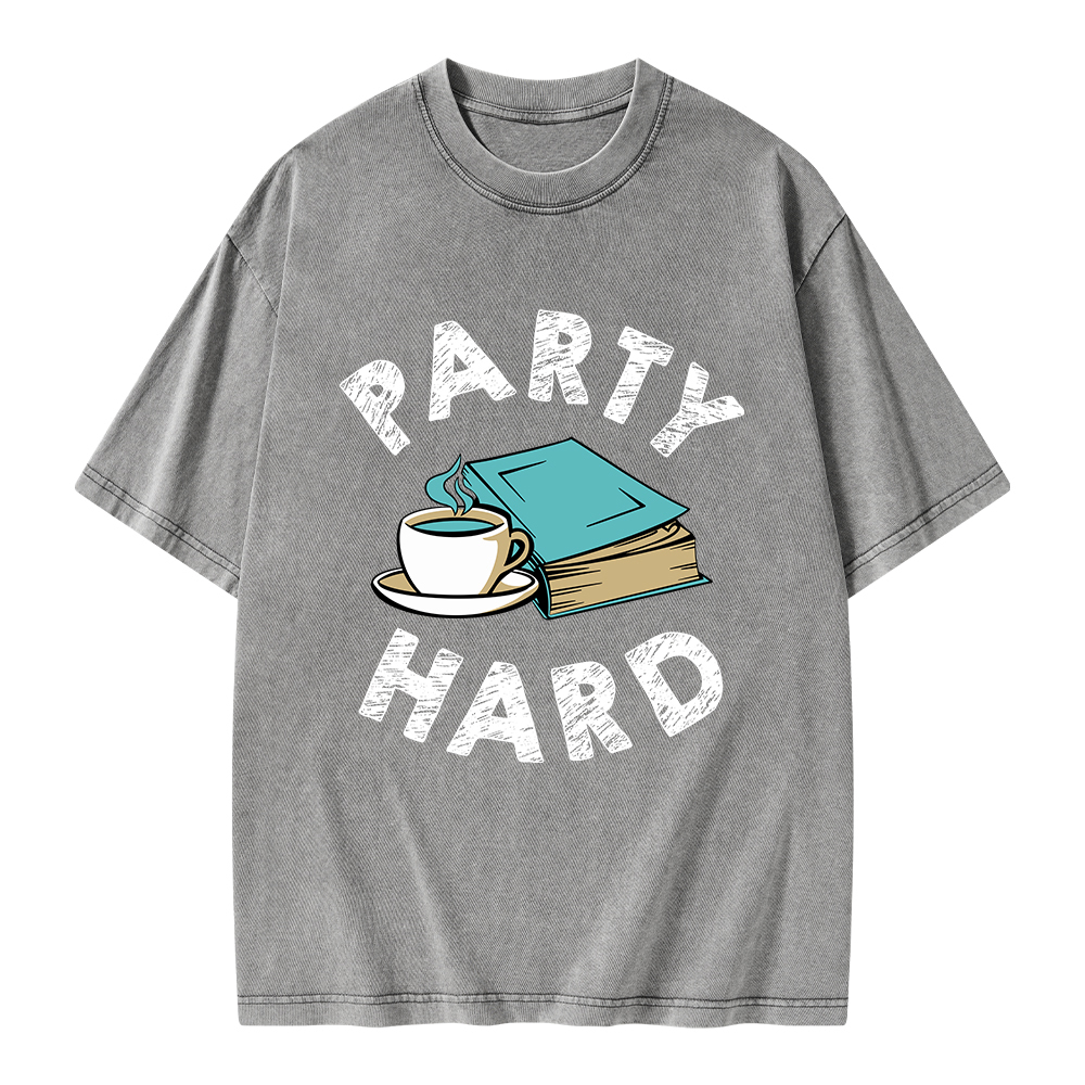 Pagewings Party Hard Bookish Unisex Washed T-shirt
