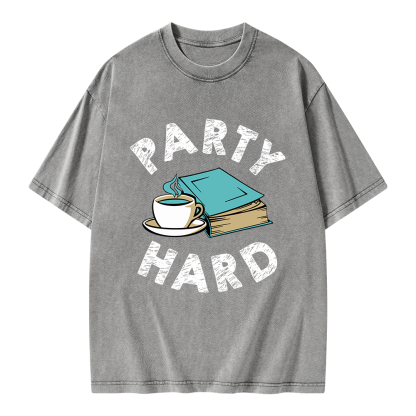 Pagewings Party Hard Bookish Unisex Washed T-shirt