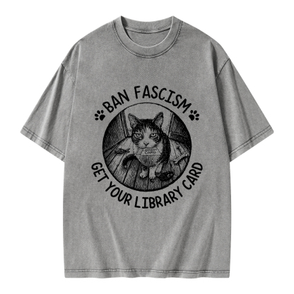 Pagewings Ban Fascism Get Your Library Card Unisex Washed T-shirt