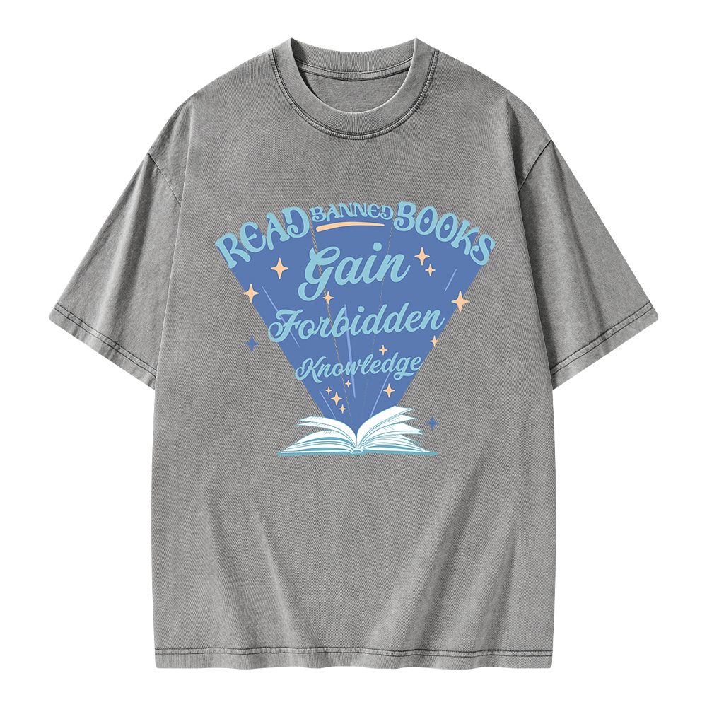 Pagewings Read Banned Books Gain Forbidden Knowledge Unisex Washed T-shirt