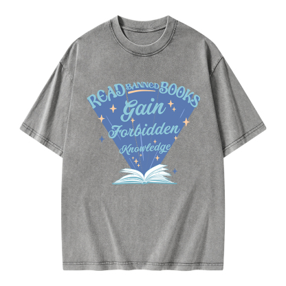 Pagewings Read Banned Books Gain Forbidden Knowledge Unisex Washed T-shirt