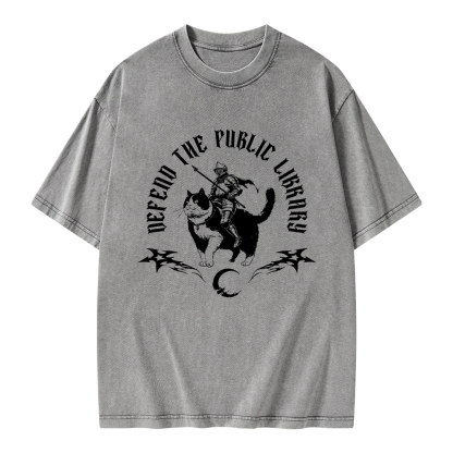 Pagewings Defend The Public Library Unisex Washed T-shirt