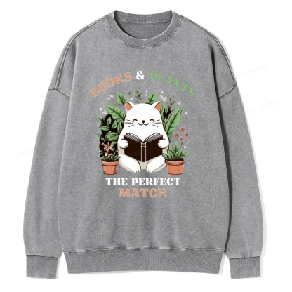 Pagewing Books And Plants - The Perfect Match T-Shirt Unisex Washed Sweatshirt