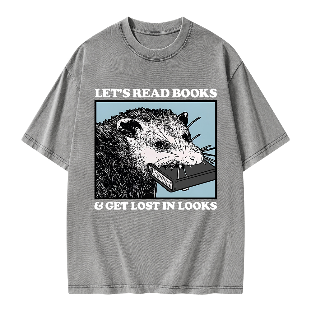 Pagewings Let’s Read Books & Get Lost In Looks Unisex Washed T-shirt