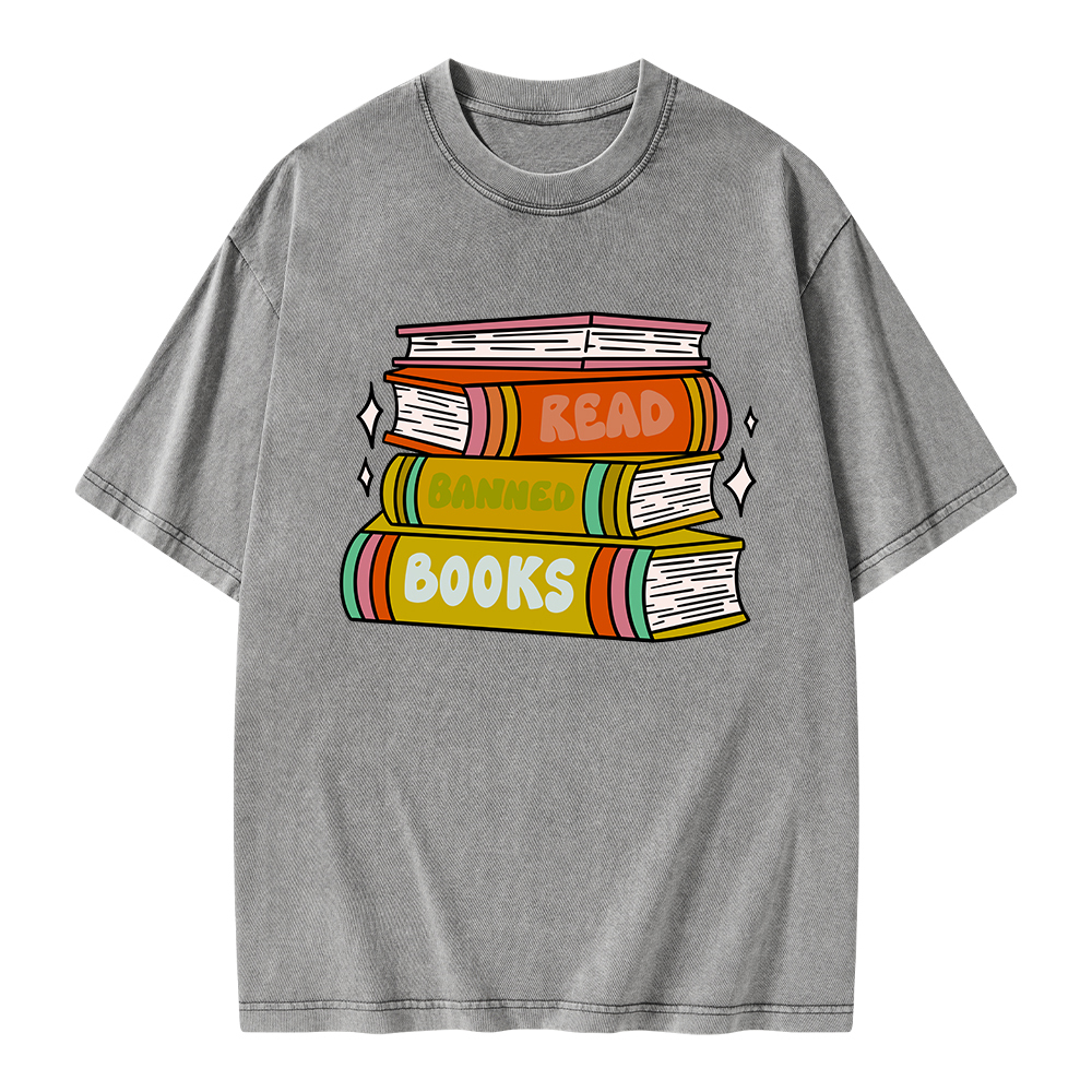 Pagewings Read Banned Books Unisex Washed T-shirt