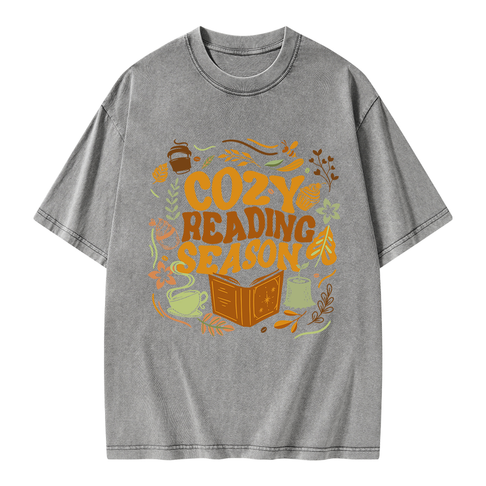 Pagewings Cozy Reading Season Unisex Washed T-shirt